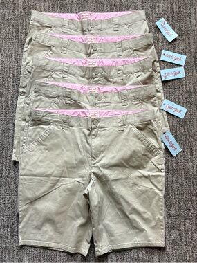 Cat & Jack girls khaki Bermuda style long shorts size 18 plus (XXL), bundle of 5